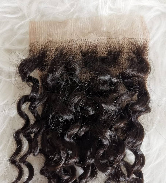 CROWNED PRINCESS COLLECTION- 4x4” Free-Part Closure- Curly Hair
