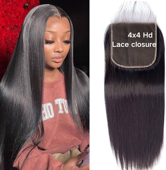 BADDIE ON A BUDGET COLLECTION- 4x4” Free-Part HD Lace Closure- Straight Hair {5-7 Business Days}