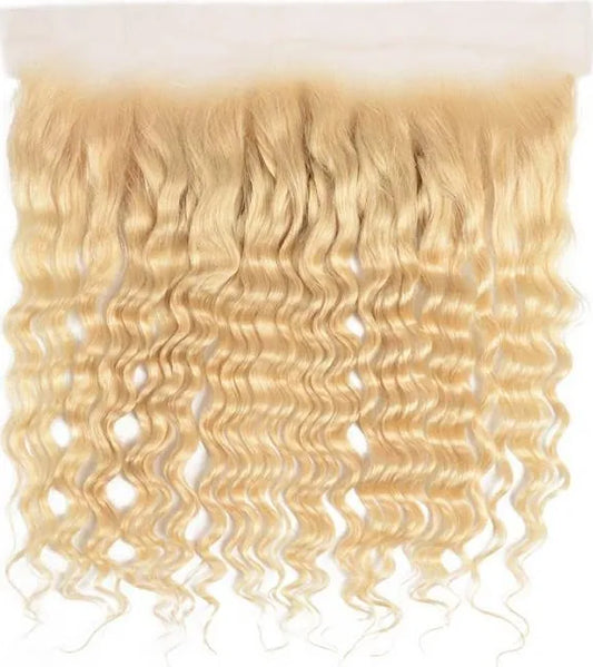 BADDIE ON A BUDGET COLLECTION- 13x4” Free-Part Frontal- Curly *Platinum Blonde (613)*