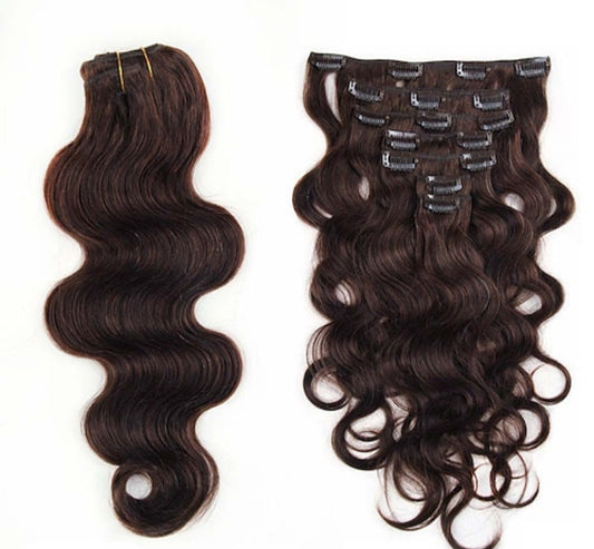 Clip Ins- Bodywave Hair (2) Dark Brown {5-7 Business Days}