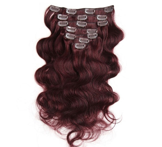 Clip Ins- Bodywave Hair (99J) Burgandy {5-7 Business Days}