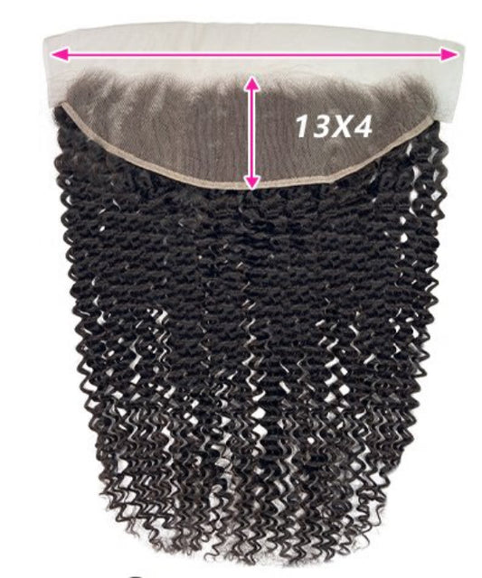CROWNED PRINCESS COLLECTION- 13x4” Free-Part Frontal- Kinky Curly Hair