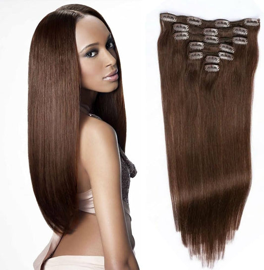Clip Ins- Straight Hair (4) Light Brown {5-7 Business Days}