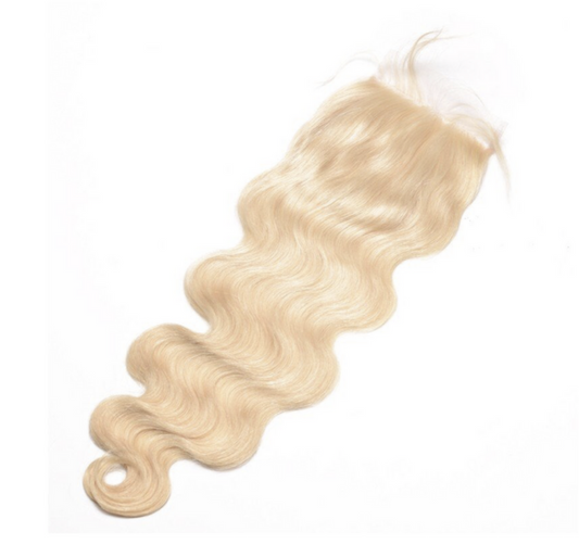 LAVISH COLLECTION- 4x4” Closure (Standard Lace) -Bodywave Hair *Platinum Blonde*
