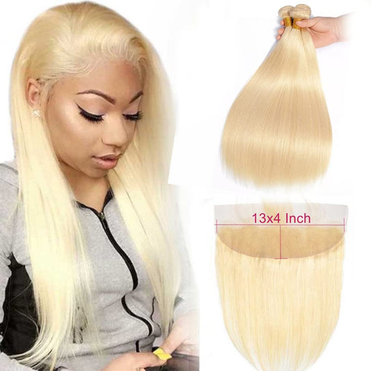 QUEEN COLLECTION- 13x4” Free-Part Frontal- Straight Hair *Platinum Blonde (613)*