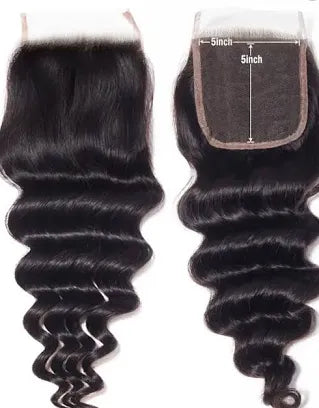 QUEEN COLLECTION- 5x5" Free-Part Closure- Loose Deep Wave Hair (More Hair Origin Options)