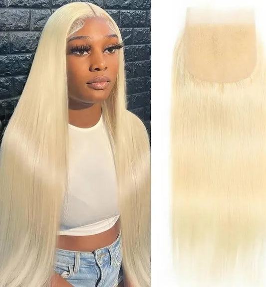QUEEN COLLECTION- Free-Part Closures- Straight Hair *Platinum Blonde*
