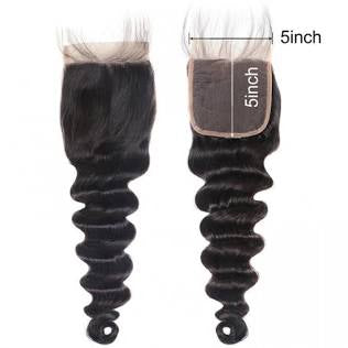 LAVISH COLLECTION- 5x5” Free-Part Closure- Loose Deep Wave Hair