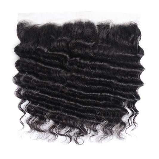 CROWNED PRINCESS COLLECTION- 13x4” Free-Part Frontal (Transparent Lace)- LooseDeep Wave Hair