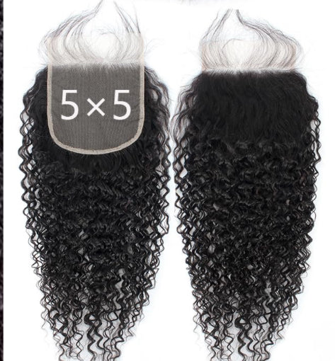 BADDIE ON A BUDGET COLLECTION- 5x5" Free-Part Closure- Curly Hair (More Hair Origin Options)