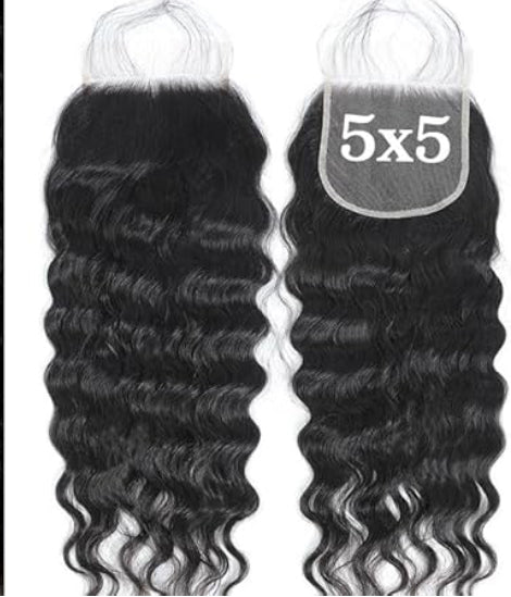 CROWNED PRINCESS COLLECTION- 5x5” Free-Part Closure- Loose Deep Wave Hair (More Hair Origins)