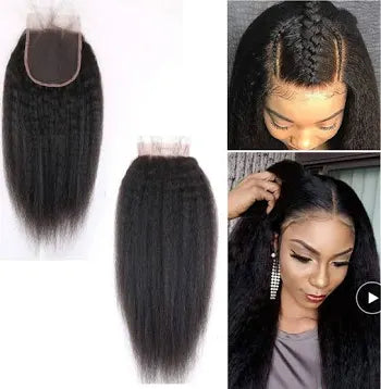 QUEEN COLLECTION- 5x5 Free-Part Closure- Kinky Straight Hair